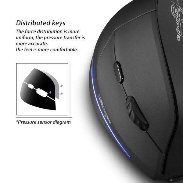 ZELOTES F35 6-buttons Vertical Grip Ergonomic Rechargeable Wireless Mouse (Blue Light) - Image 11