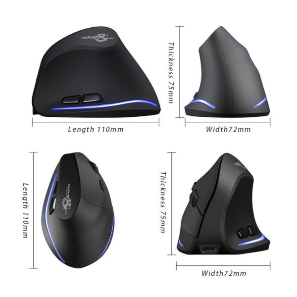ZELOTES F35 6-buttons Vertical Grip Ergonomic Rechargeable Wireless Mouse (Blue Light) - Image 3