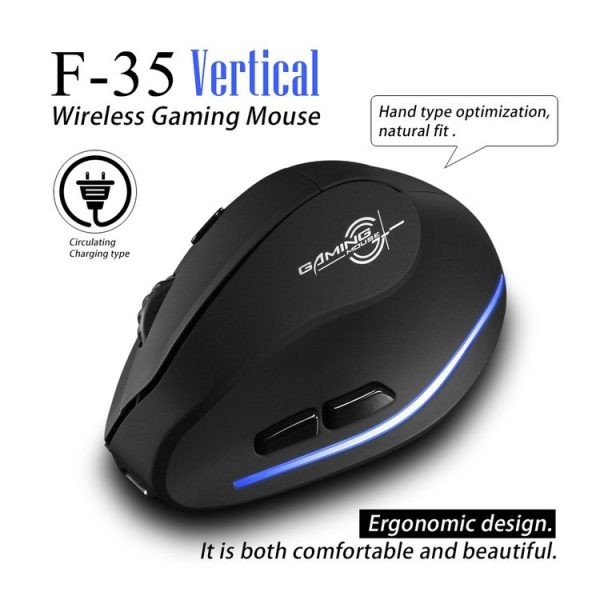 ZELOTES F35 6-buttons Vertical Grip Ergonomic Rechargeable Wireless Mouse (Blue Light) - Image 4