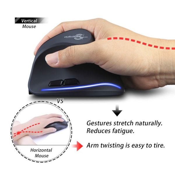ZELOTES F35 6-buttons Vertical Grip Ergonomic Rechargeable Wireless Mouse (Blue Light) - Image 6