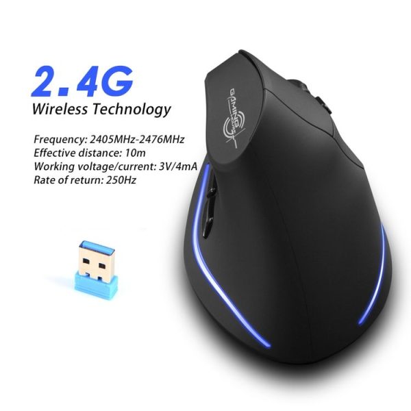 ZELOTES F35 6-buttons Vertical Grip Ergonomic Rechargeable Wireless Mouse (Blue Light) - Image 7