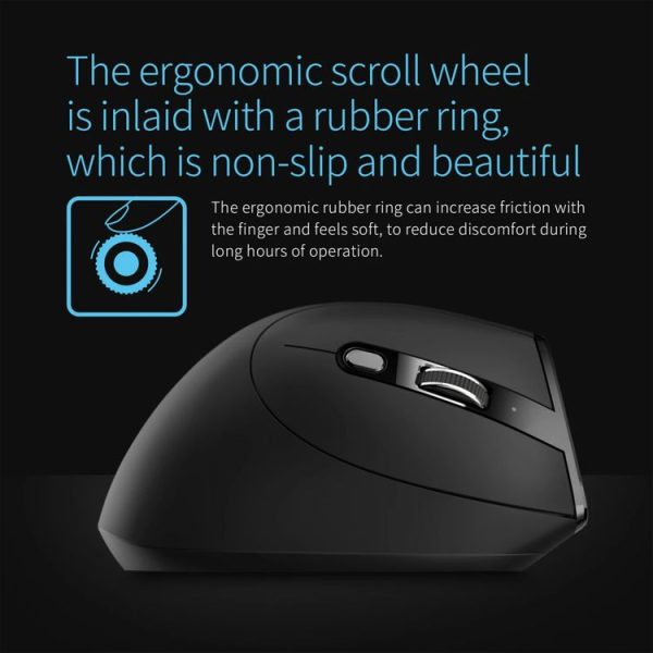 ZELOTES F36A 6-Buttons Vertical Grip Ergonomic Rechargeable Wireless Mouse (Black) - Image 10