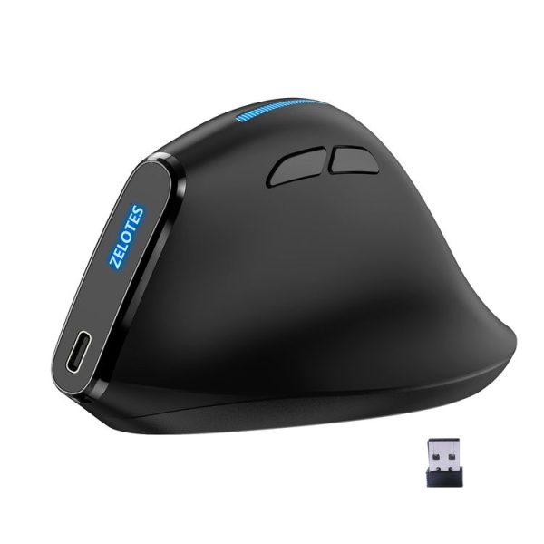 ZELOTES F36A 6-Buttons Vertical Grip Ergonomic Rechargeable Wireless Mouse (Black) - Image 2