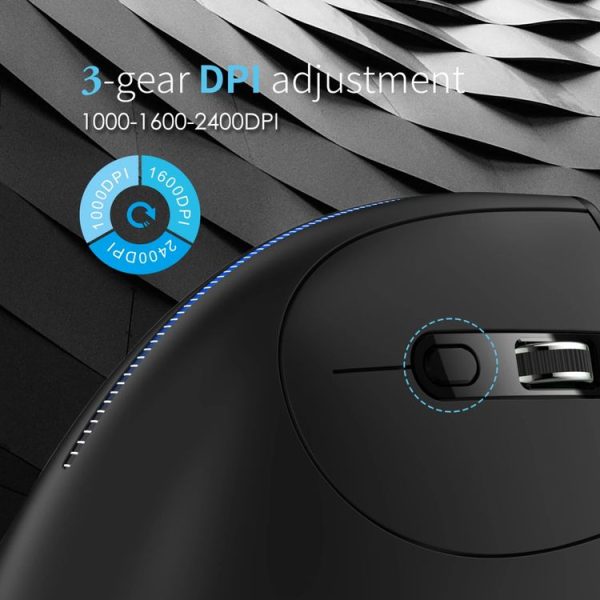 ZELOTES F36A 6-Buttons Vertical Grip Ergonomic Rechargeable Wireless Mouse (Black) - Image 7