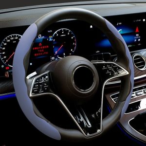38cm Liquid Silicone Sweat-Absorbing Anti-Skid Car Steering Wheel Cover (Lavender Gray)