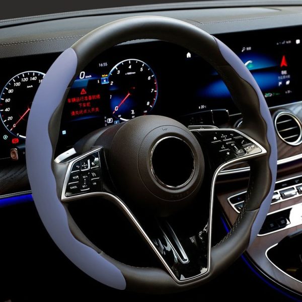 38cm Liquid Silicone Sweat-Absorbing Anti-Skid Car Steering Wheel Cover (Lavender Gray)