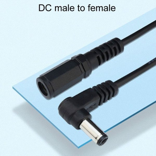 0.2m 2pcs DC 5.5 x 2.1mm Straight To Bend Adapter Cable Male To Female Power Cord Extension Cord - Image 2
