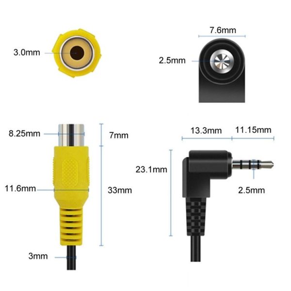 2.5mm 2pcs Stereo Four Section to RCA Female Car Navigation Video Cable - Image 3