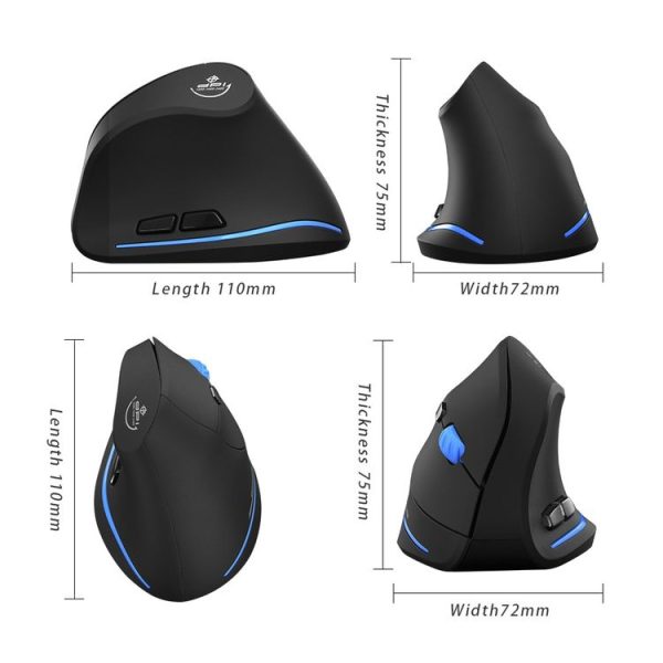 ZELOTES F-35A 6-Buttons Vertical Grip Ergonomic Rechargeable Wireless Mouse (Wireless Version) - Image 3