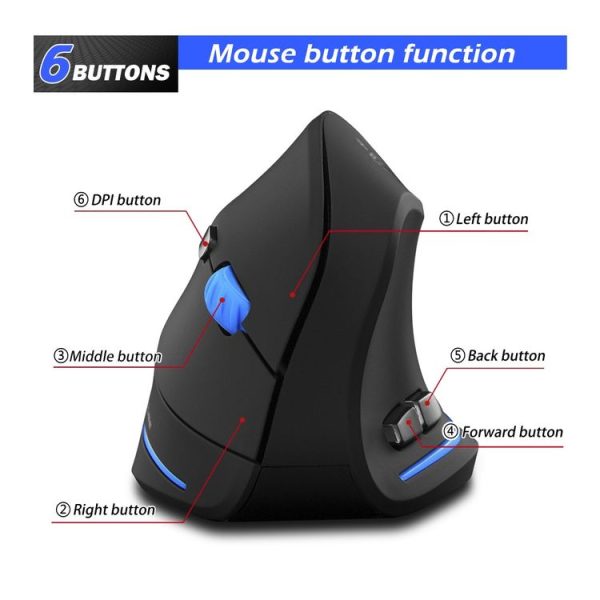 ZELOTES F-35A 6-Buttons Vertical Grip Ergonomic Rechargeable Wireless Mouse (Wireless Version) - Image 4