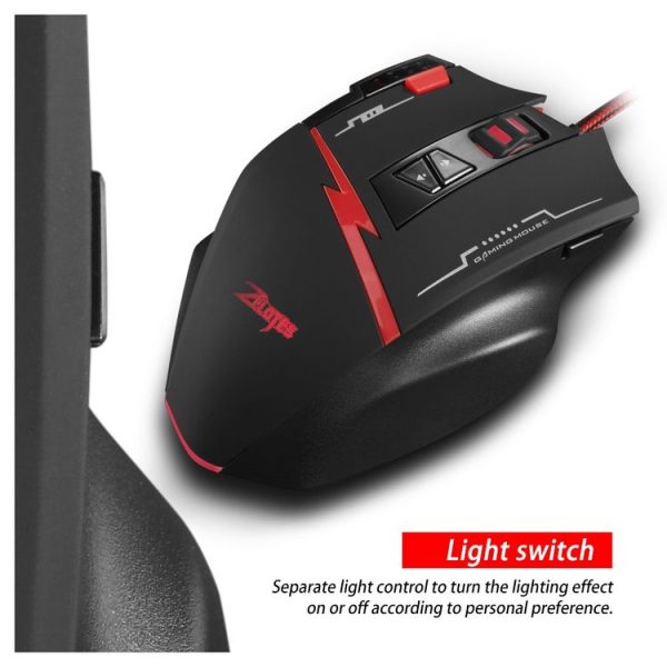 ZELOTES C8 8-buttons Ergonomic Game Programming Custom Wired Mouse (Black) - Image 10
