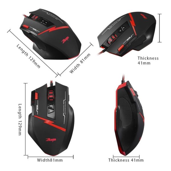 ZELOTES C8 8-buttons Ergonomic Game Programming Custom Wired Mouse (Black) - Image 3