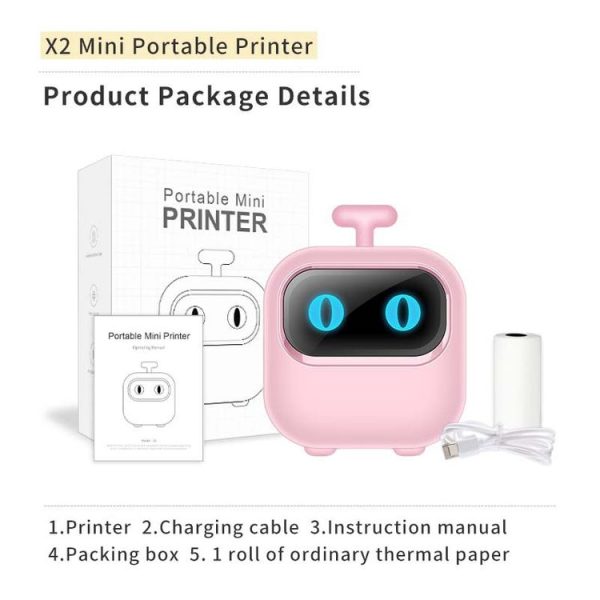 Portable Mini Thermal HD Printer Bluetooth Student Error Title Note Photo Printing Label Maker Camera (White) - Image 14