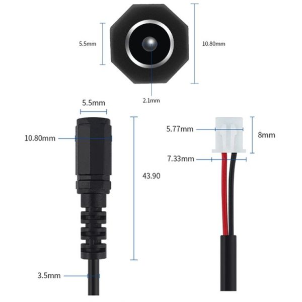 2pcs DC 5.5 X 2.1mm Female To XH2.54 Terminal Motherboard Connection Cable (B3-28) - Image 4
