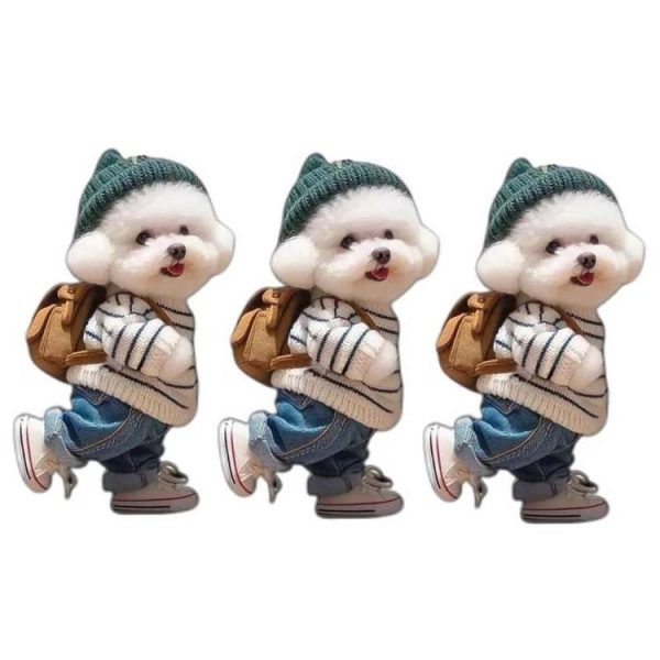 3pcs Puppy Man Backpack Charm Acrylic Car Pendant (Blue)