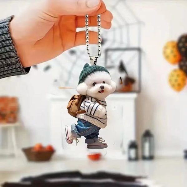 3pcs Puppy Man Backpack Charm Acrylic Car Pendant (Blue) - Image 2