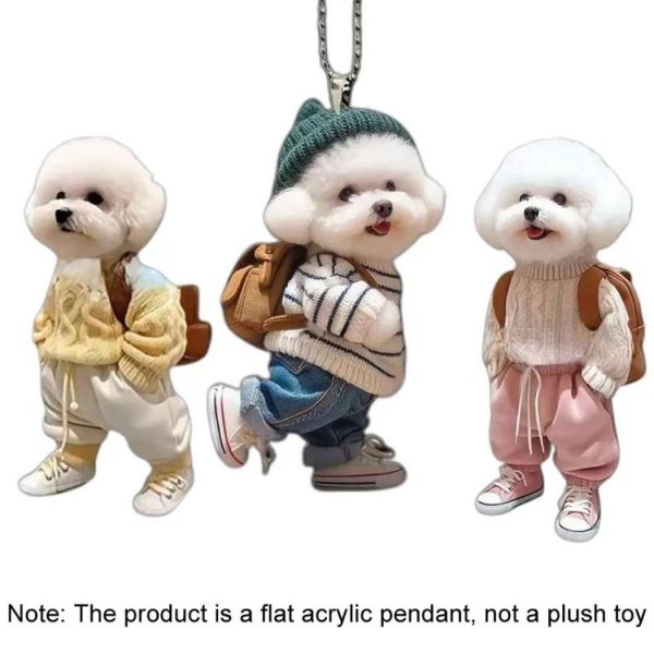 3pcs Puppy Man Backpack Charm Acrylic Car Pendant (Blue) - Image 4