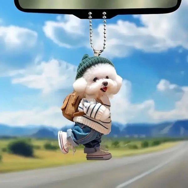 3pcs Puppy Man Backpack Charm Acrylic Car Pendant (Blue) - Image 6
