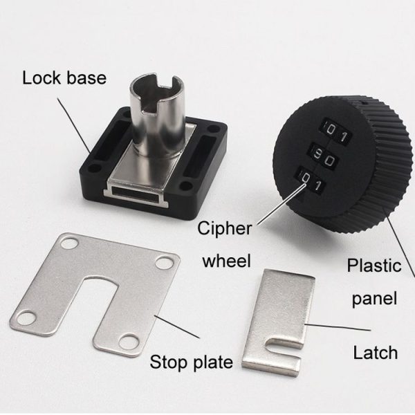 Home Cabinet Desk Drawer Combination Lock Lockers File Security Latches, Style: Black Beveled - Image 5