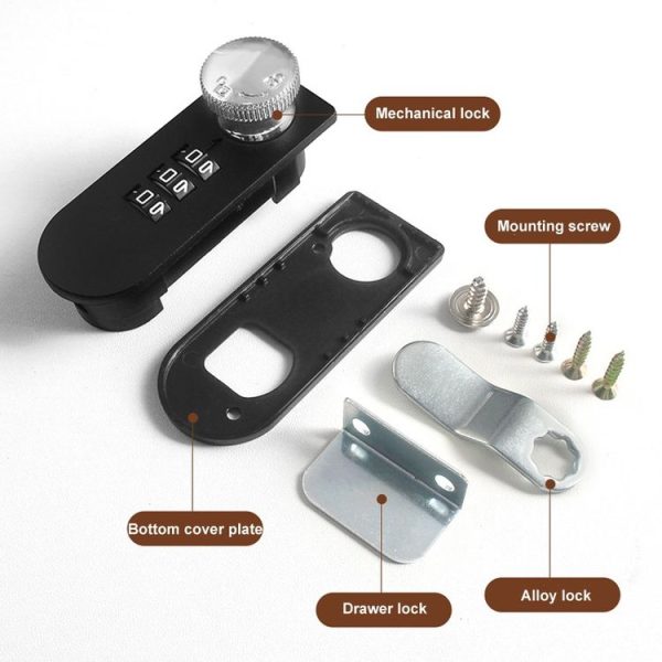 Home Drawer Locker Mechanical Dial And Quarter Turn Combination Lock, Style: Left Turn - Image 4