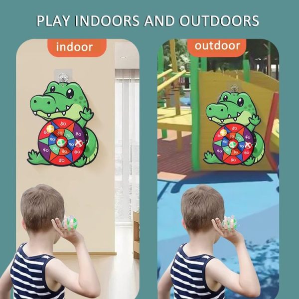 Cartoon Sticky Ball Board Throwing Indoor and Outdoor Toys with 3 Balls, Style: Crocodile - Image 5