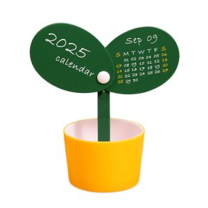 2025 Year Desktop Calendar Cute DIY Desktop Ornament Simple Pen Holder Calendar (Yellow)
