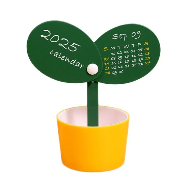 2025 Year Desktop Calendar Cute DIY Desktop Ornament Simple Pen Holder Calendar (Yellow)