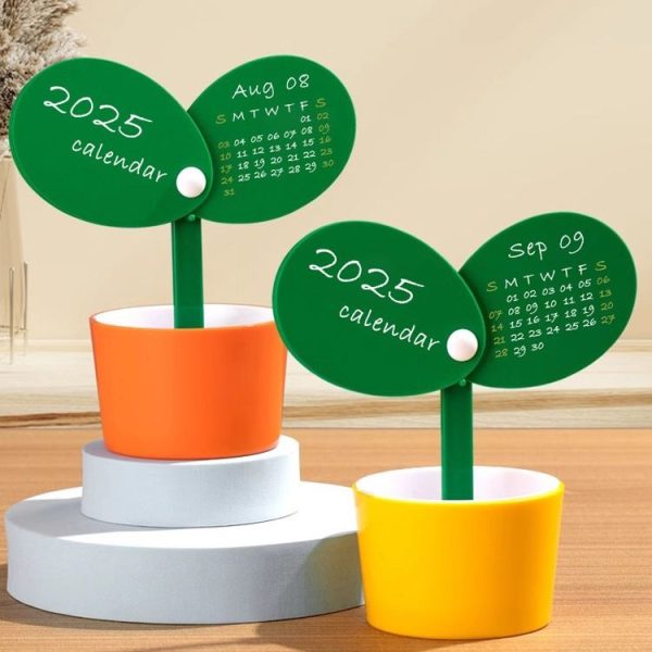 2025 Year Desktop Calendar Cute DIY Desktop Ornament Simple Pen Holder Calendar (Yellow) - Image 2