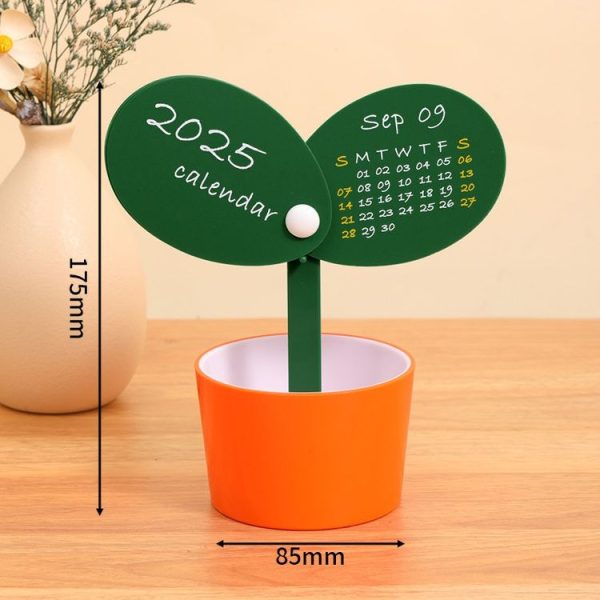 2025 Year Desktop Calendar Cute DIY Desktop Ornament Simple Pen Holder Calendar (Yellow) - Image 3