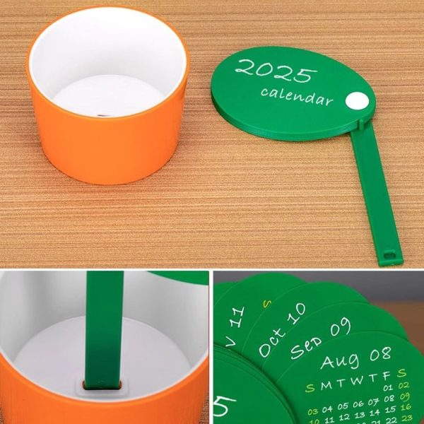 2025 Year Desktop Calendar Cute DIY Desktop Ornament Simple Pen Holder Calendar (Yellow) - Image 6