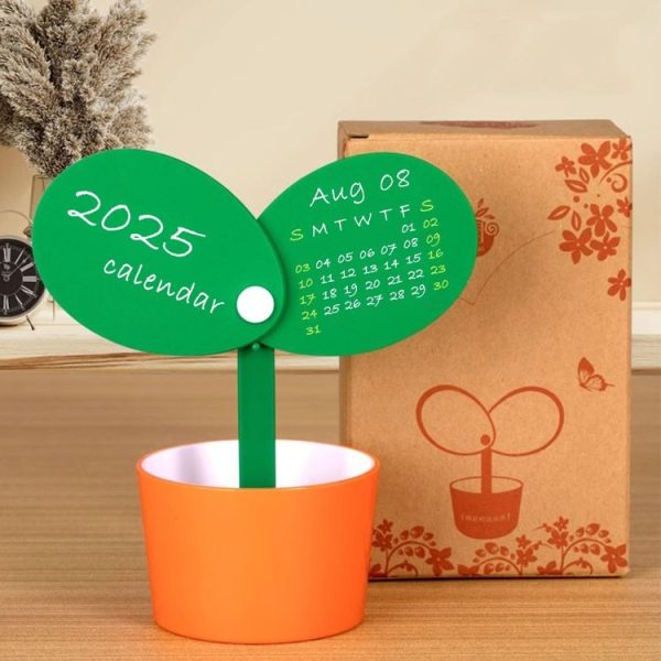 2025 Year Desktop Calendar Cute DIY Desktop Ornament Simple Pen Holder Calendar (Yellow) - Image 7