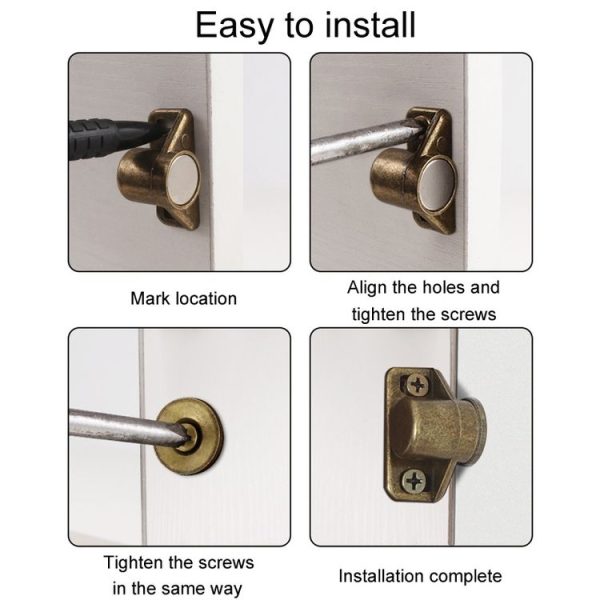 Household Cabinet Door Magnetic Suction Buckle Bumper Ball Adhesive Coupler (Gold) - Image 8
