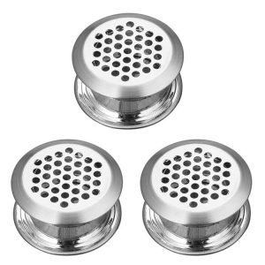 3pcs 35mm Furniture Cabinet Cooling Stainless Steel Double Sided Ventilation Hole Decorative Cover