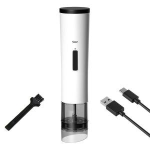 Multifunctional Kitchen Seasoning Electric Grinder Adjustable Coarse and Fine Pepper Grinder (White)