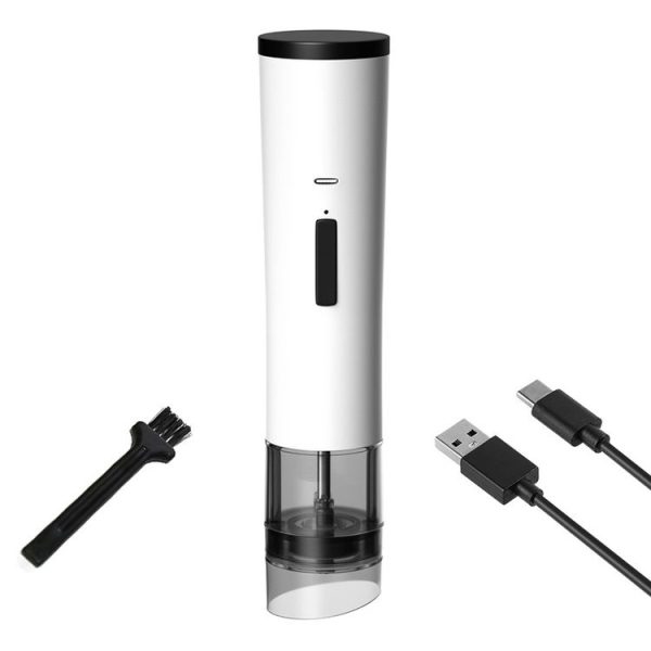 Multifunctional Kitchen Seasoning Electric Grinder Adjustable Coarse and Fine Pepper Grinder (White)