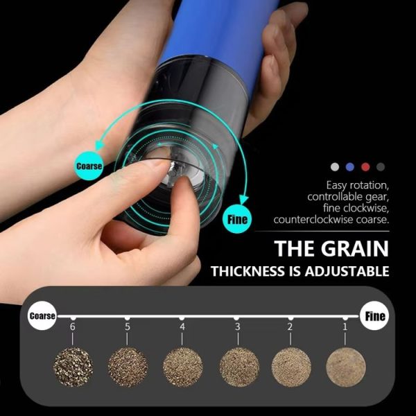 Multifunctional Kitchen Seasoning Electric Grinder Adjustable Coarse and Fine Pepper Grinder (White) - Image 4