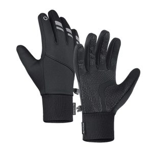 Kyncilor Velvet Warm Cycling Gloves Reflective Touch Screen Ski Water-repellent Elastic Gloves, Size: S (Black)