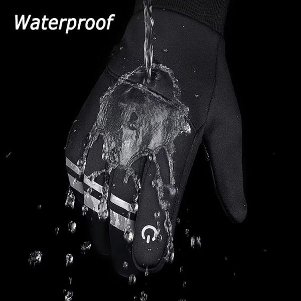 Kyncilor Velvet Warm Cycling Gloves Reflective Touch Screen Ski Water-repellent Elastic Gloves, Size: S (Black) - Image 4