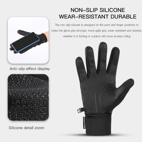 Kyncilor Velvet Warm Cycling Gloves Reflective Touch Screen Ski Water-repellent Elastic Gloves, Size: S (Black) - Image 6