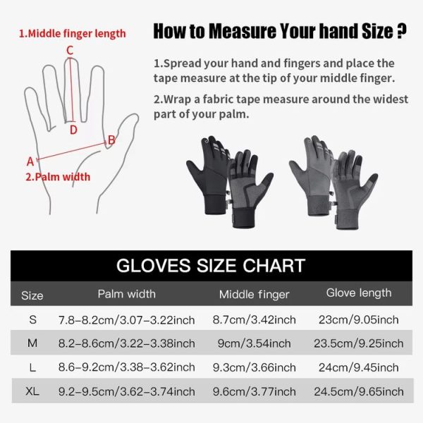 Kyncilor Velvet Warm Cycling Gloves Reflective Touch Screen Ski Water-repellent Elastic Gloves, Size: S (Black) - Image 8