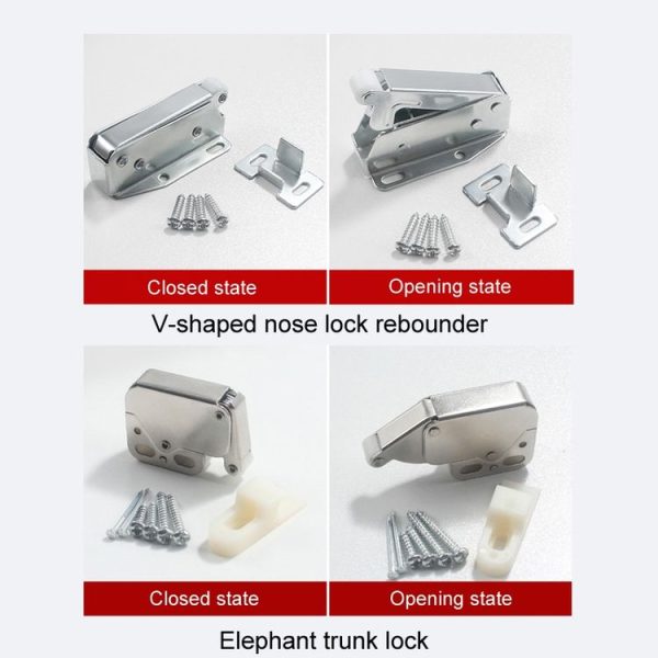 2pcs Household Thickened Closet Cabinet Door Latch, Style: Elephant Trunk Lock - Image 5
