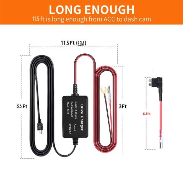 12V to 5V Universal Car Driving Recorder Power Supply Voltage Reduction Line (Micro) - Image 3