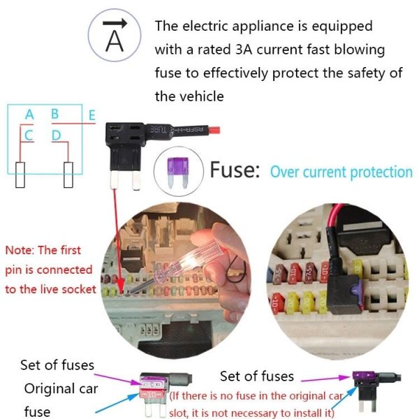 12V to 5V Universal Car Driving Recorder Power Supply Voltage Reduction Line (Micro) - Image 4