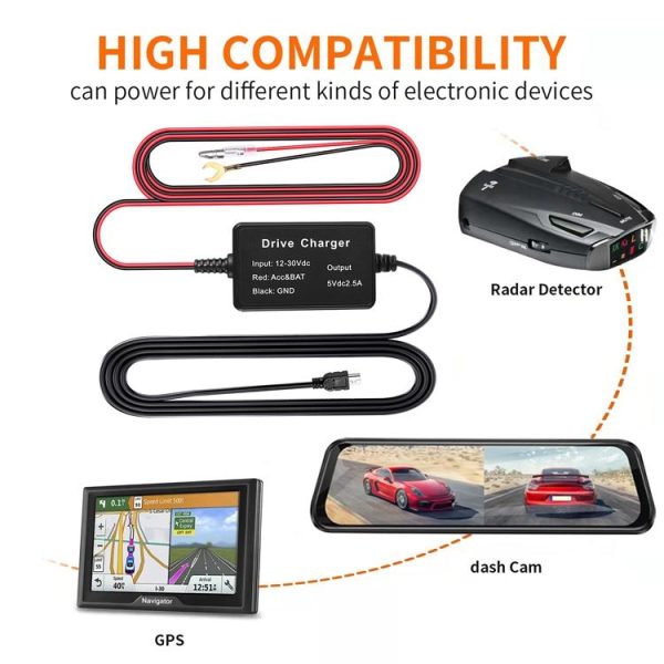 12V to 5V Universal Car Driving Recorder Power Supply Voltage Reduction Line (Micro) - Image 7