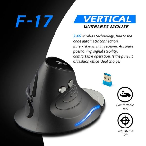 ZELOTES F17 6-buttons Vertical Grip Ergonomic Wireless Mouse (Black) - Image 12