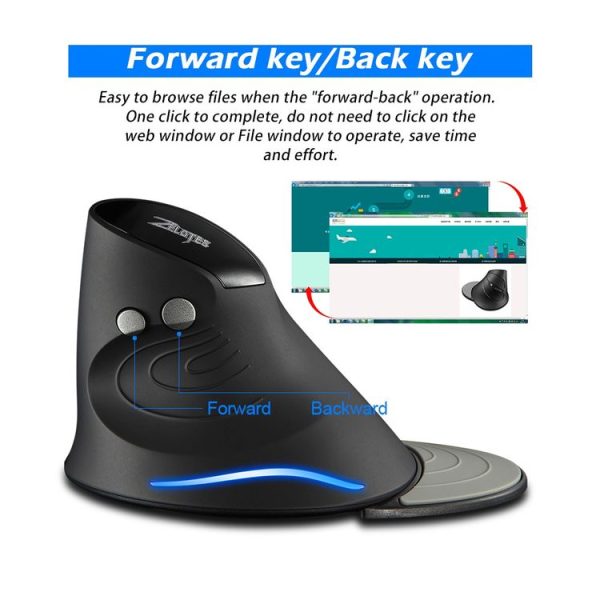 ZELOTES F17 6-buttons Vertical Grip Ergonomic Wireless Mouse (Black) - Image 5