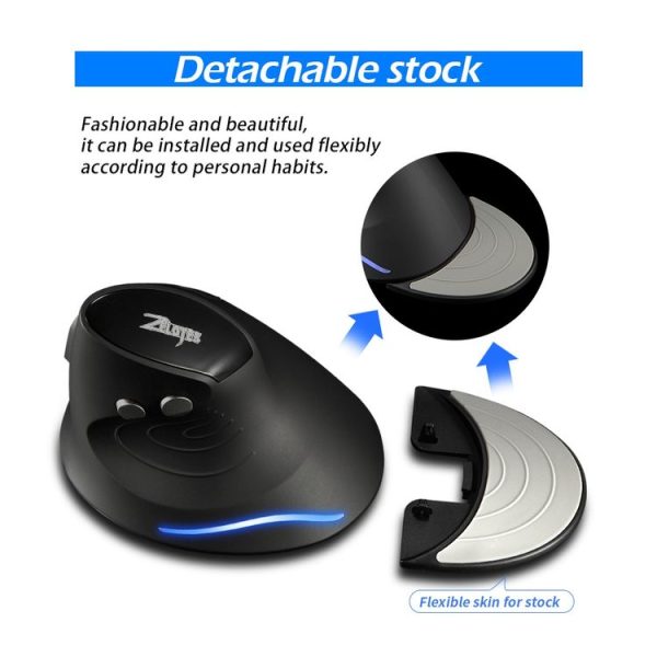 ZELOTES F17 6-buttons Vertical Grip Ergonomic Wireless Mouse (Black) - Image 6