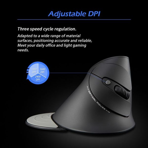 ZELOTES F17 6-buttons Vertical Grip Ergonomic Wireless Mouse (Black) - Image 7