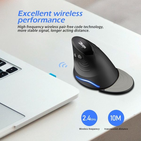 ZELOTES F17 6-buttons Vertical Grip Ergonomic Wireless Mouse (Black) - Image 9