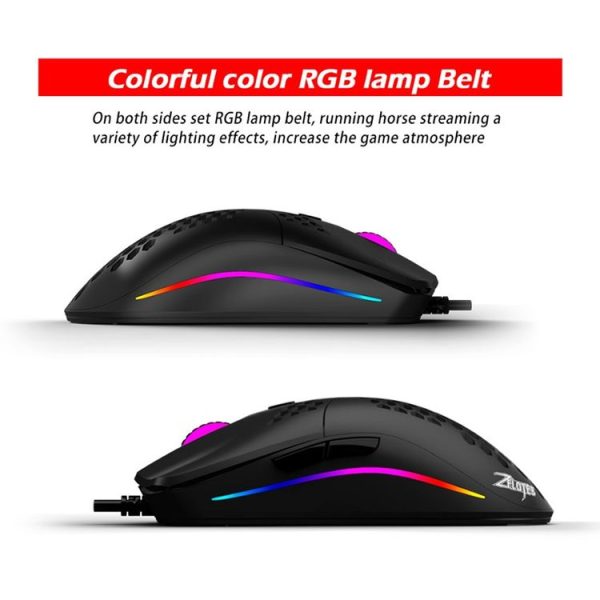 ZELOTES C7 7-buttons RGB Lighting Hollow Computer Office Wired Mouse (Black) - Image 4